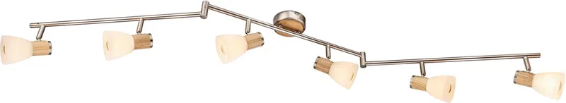 Deckenspot GYLFI, ohne Leuchtmittel, Strahler Nickel/Holz, Glas opal/gestreift, E14 von Globo in Silber – Produktfoto