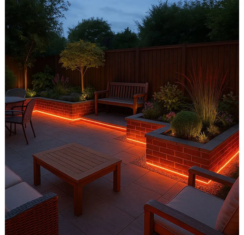 Dekolicht, LED-Leuchtmittel fest verbaut, Farbig, LED Lichterschlauch Beleuchtung Außen Garten Terrasse Weg Transparent de Globo en Rouge – photo produit