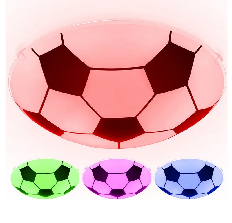 Dekolicht, Leuchtmittel inklusive, Warmweiß, Kinder Decken Lampe DIMMBAR Fußball Glas Leuchte FERNBEDIENUNG im Set von Globo in Schwarz – Produktfoto