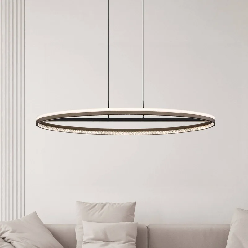 Della LED hanglamp, lengte 101 cm, donkergrijs, metaal de Globo en Gris foncé, Noir, Opaal – photo produit