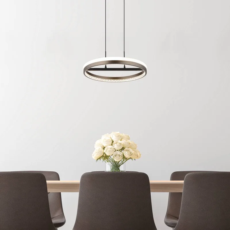 Della LED hanglamp, Ø 40 cm, donkergrijs, metaal de Globo en Gris foncé, Noir, Opaal – photo produit