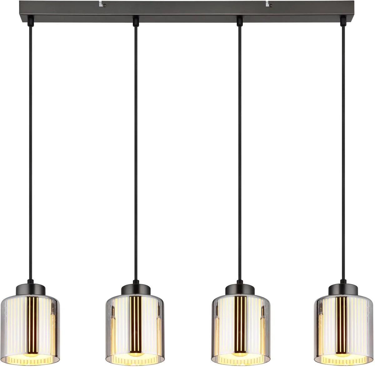 Design hanglamp Felicia gunmetal 4-lichts - 16056-4H de Globo en Gris – photo produit