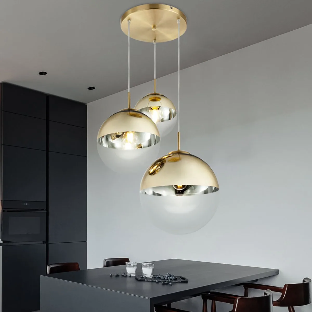 Design hanglamp plafondlamp woonkamer glazen bol spot in set incl. LED lamp de Globo en Or – photo produit