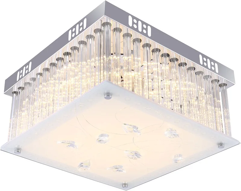 Design LED plafondlamp met kristallen pendel en staven HEIDIR de Globo en Argent – photo produit