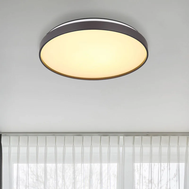 Eclypse plafondlamp, antraciet, Ø 48 cm, acryl/metaal by Globo in Anthracite, Wit opaal – product photo