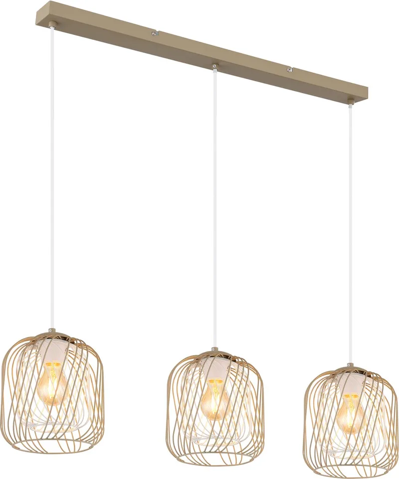 Globo 3-lichts hanglamp Dichti - 15965-3H de Globo en Zand bruin – photo produit 1 sur 3