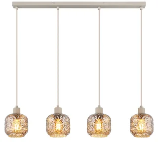 Hängeleuchte ANTONIO, ohne Leuchtmittel, Hängeleuchte für Esszimmer Rauchglas de Globo en Beige – photo produit 1 sur 5