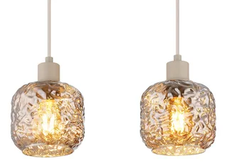 Hängeleuchte ANTONIO, ohne Leuchtmittel, Hängeleuchte für Esszimmer Rauchglas de Globo en Beige – photo produit 5 sur 5
