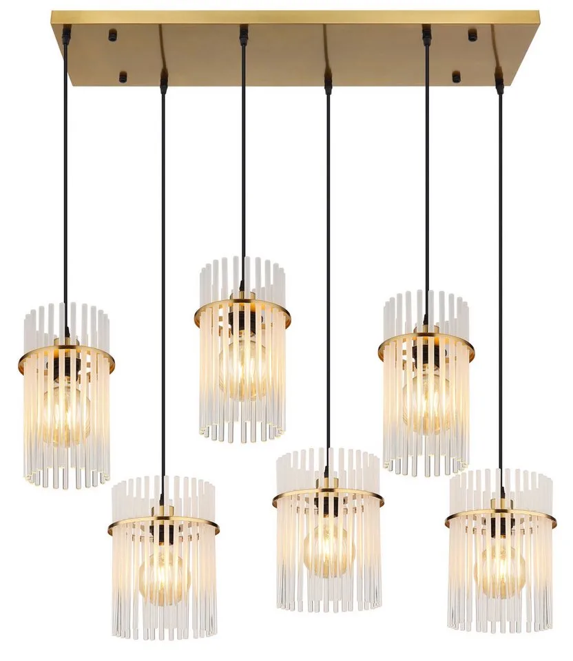 Hängeleuchte GORLEY, ohne Leuchtmittel, Hängelampe Glasstäbe opal klar verlaufend elegant Wohnzimmer Esszimmer de Globo en Or – photo produit