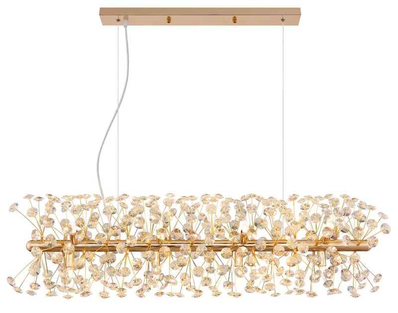 Hängeleuchte KATRINA, Leuchtmittel wechselbar, Warmweiß, Goldfarbener Luster mit K9 Kristallen, 12x G9 LED de Globo en Or – photo produit