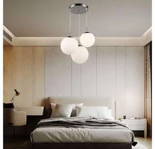 Hängeleuchte, Leuchtmittel inklusive, Warmweiß, Hängelampe Wohnzimmerleuchte Kugel Pendelleuchte Glas by Globo in White – product photo 3 of 5