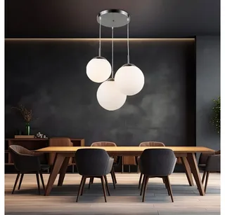 Hängeleuchte, Leuchtmittel inklusive, Warmweiß, Hängelampe Wohnzimmerleuchte Kugel Pendelleuchte Glas by Globo in White – product photo 4 of 5