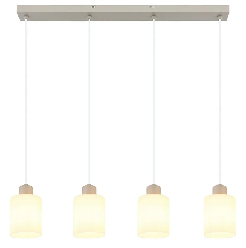 Hängeleuchte TRENT, Leuchtmittel wechselbar, Sandfarbene Hängeleuchte mit Glas opal, höhenverstellbar von Globo in Beige – Produktfoto
