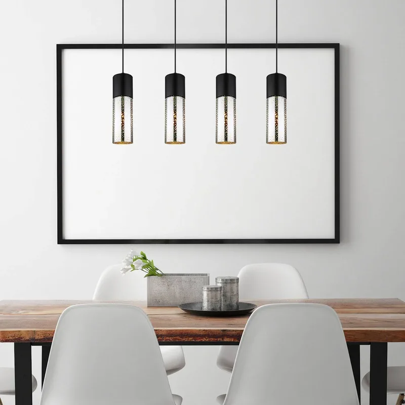 Hanglamp Annika, 4-lamps, zwart fra Globo i Sort, Rookgrijs – produktbillede