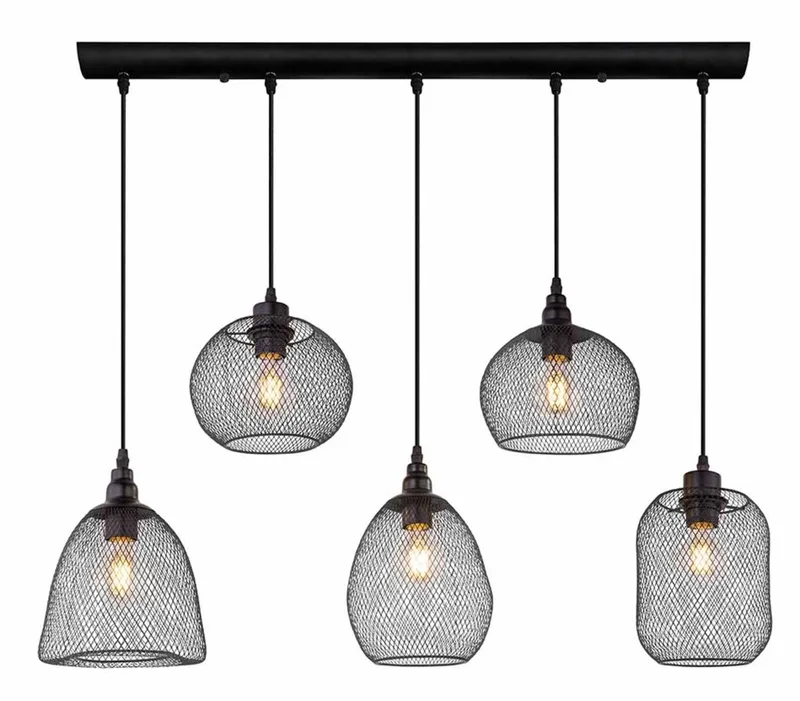 hanglamp - Anya - metaal - grote eettafellamp - E27 - 15047-5 van Globo in Zwart – productfoto