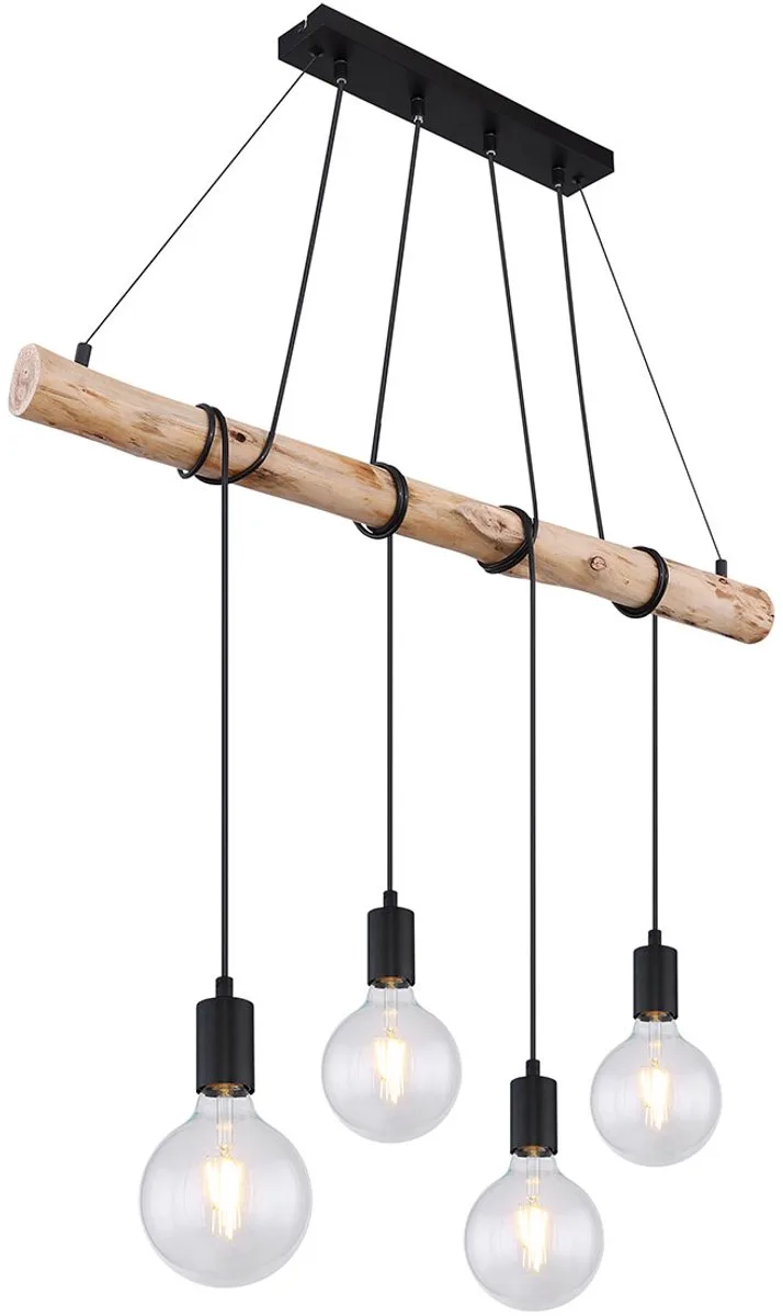 hanglamp - Auston - metaal - grote eettafellamp - E27 - 15439-4 von Globo in Schwarz – Produktfoto
