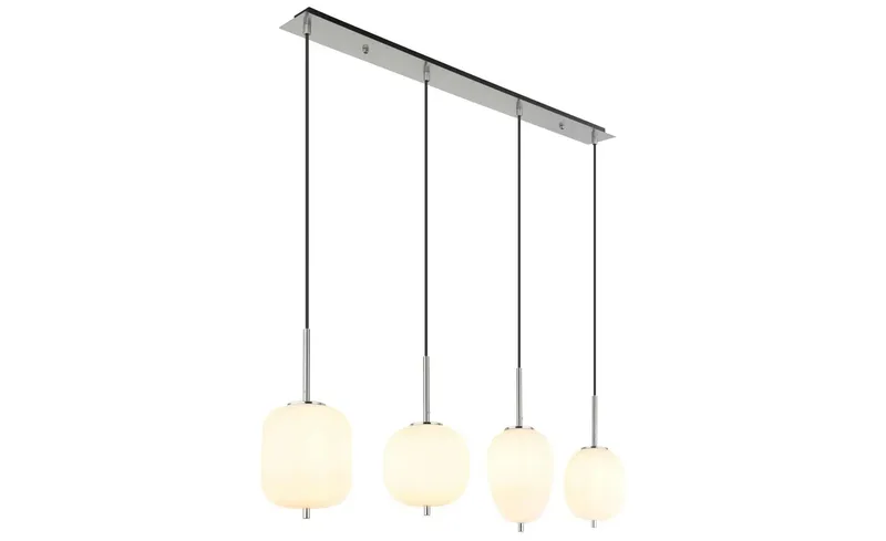 hanglamp - Blacky I - glas - grote eettafellamp - E14 - 15345-4NO van Globo in Wit – productfoto 3 van 3