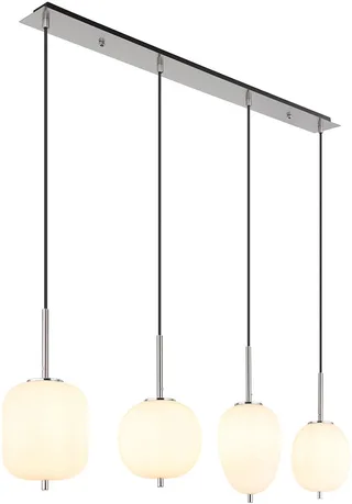 hanglamp - Blacky I - glas - grote eettafellamp - E14 - 15345-4NO van Globo in Wit – productfoto 1 van 3