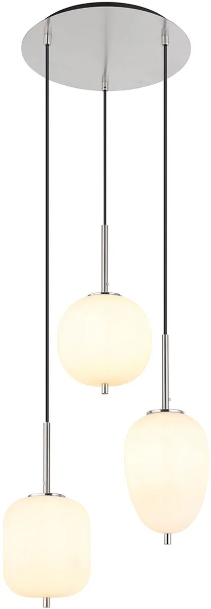 hanglamp - Blacky I - glas - Ø 46cm - E14 - 15345-3NO van Globo in Wit – productfoto