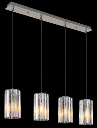 hanglamp - CAYDEN - glas - grote eettafellamp - E27 - 15747-4H by Globo in Staal – product photo 1 of 3