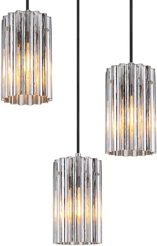 hanglamp - CAYDEN - glas - Ø 39cm - E27 - 15747-3H van Globo in Staal – productfoto 1 van 3