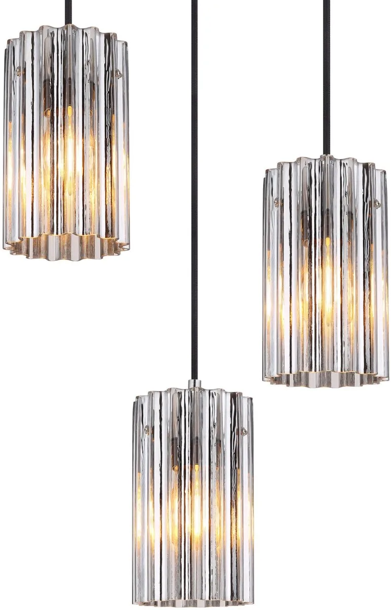 hanglamp - CAYDEN - glas - Ø 39cm - E27 - 15747-3H van Globo in Staal – productfoto 1 van 3