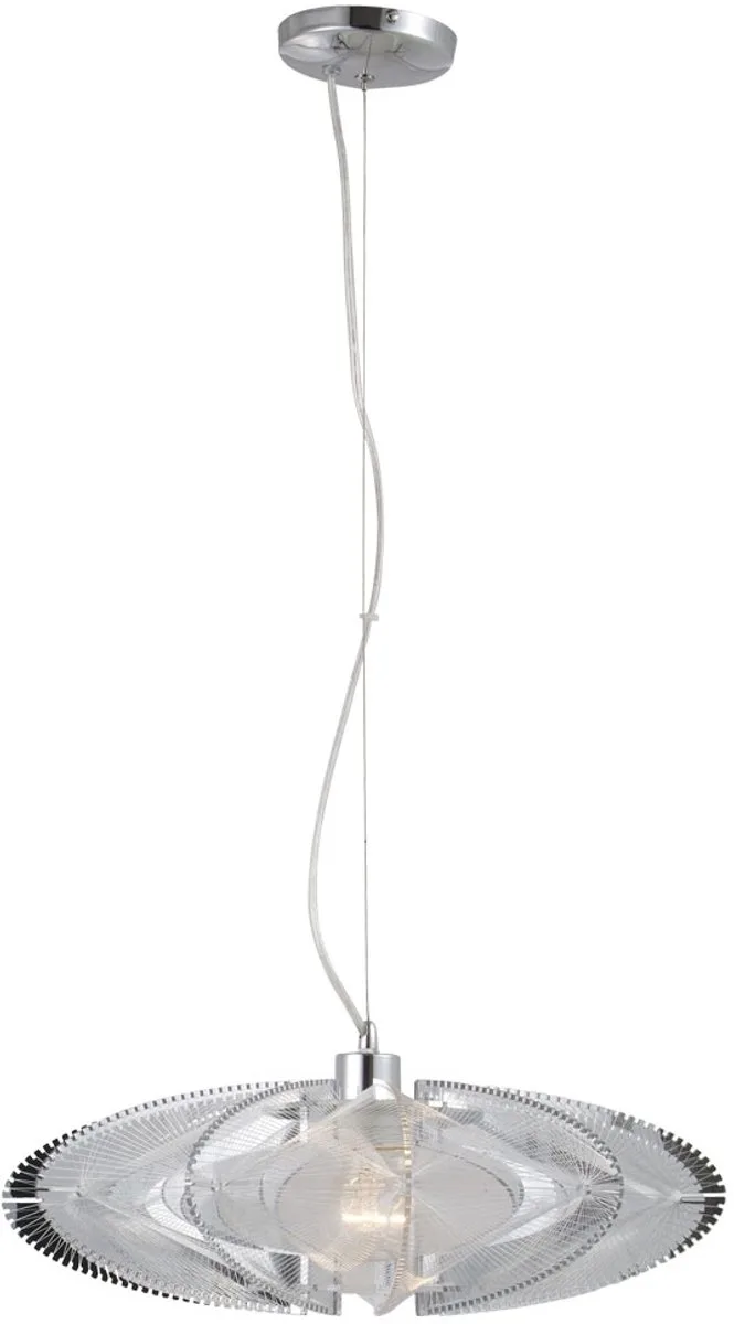 Hanglamp chroom hanglamp eetkamer woonkamer lamp plafondlamp rond zijde, metaal kunststof, 1x E27, DxH 50x150 cm by Globo in Silver – product photo