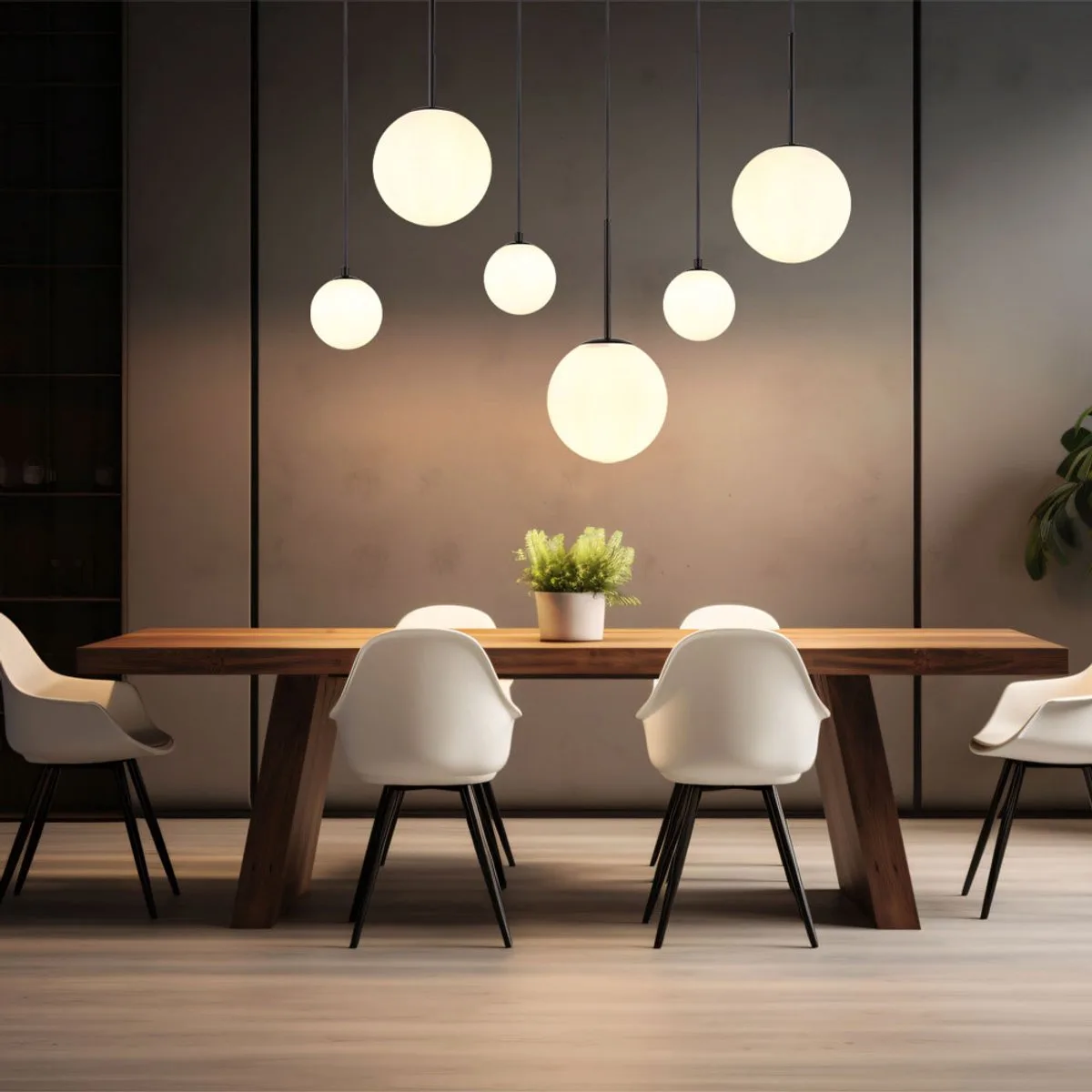 Hanglamp eettafel lamp plafondlamp hanglamp 6 vlammen woonkamer lamp keuken lamp glazen bollen opaal, 3xG9 3xE27, LxH 91 x 117 cm von Globo in Schwarz – Produktfoto