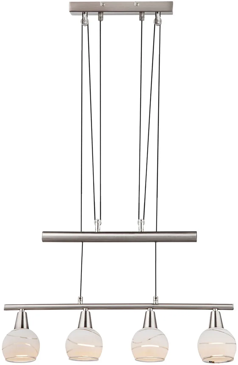 hanglamp - Elliott - metaal - grote eettafellamp - E14_LED - 54341-4Z de Globo en Nikkel – photo produit