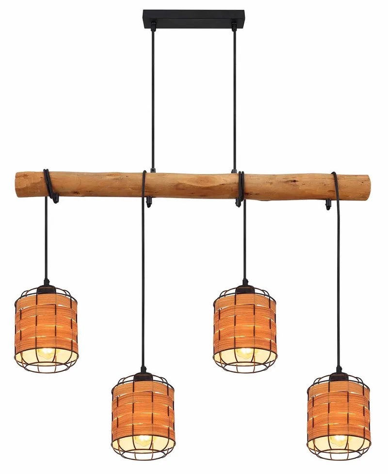 hanglamp - Elmar - metaal - grote eettafellamp - E27 - 15665-4H1 by Globo in Natural – product photo