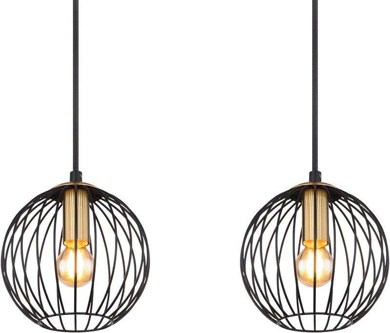 hanglamp - Eusebius - metaal - grote eettafellamp - E14 - 15589-4H von Globo in Schwarz – Produktfoto