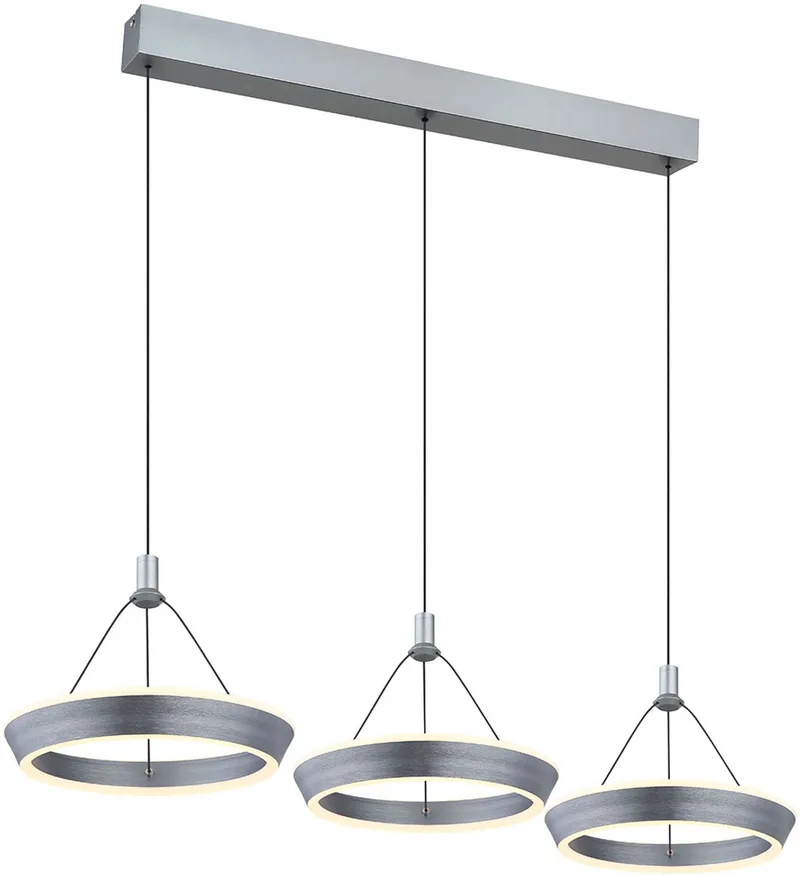 hanglamp - Ferra - metaal - grote eettafellamp - LED - 67316-3 fra Globo i Grå – produktbillede 1 af 3