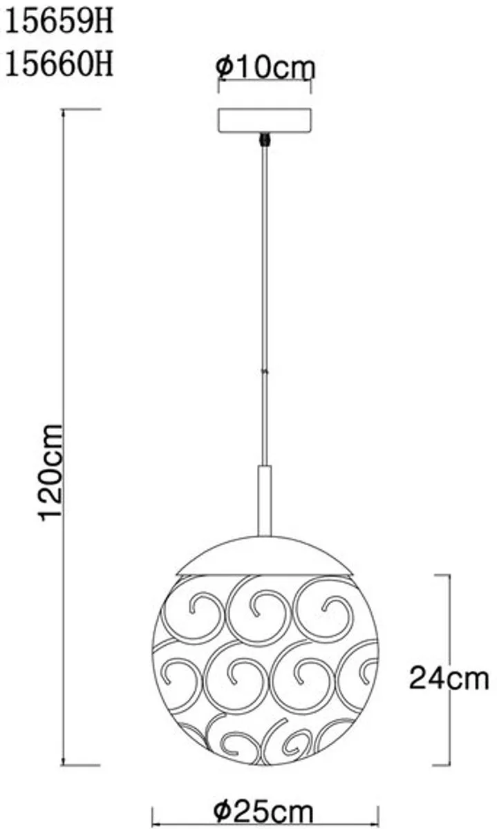 hanglamp - FITZ - metaal - Ø 25cm - E27 - 15659H fra Globo i Sort – produktbillede