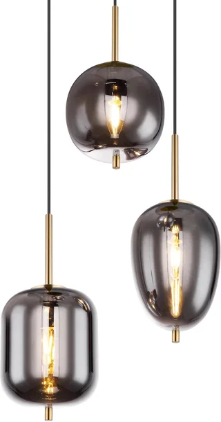 Hanglamp gang met glazen bollen | 3-lichts | E14 | | Vide | Hal | Glas | Woonkamer | Eetkamer de Globo en Laiton – photo produit 1 sur 3