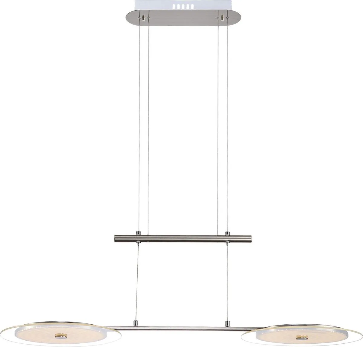 Hanglamp Globo Dario LED - Nikkel mat/Chroom - Rond mat glas - 2 lichts fra Globo i Krom – produktbillede