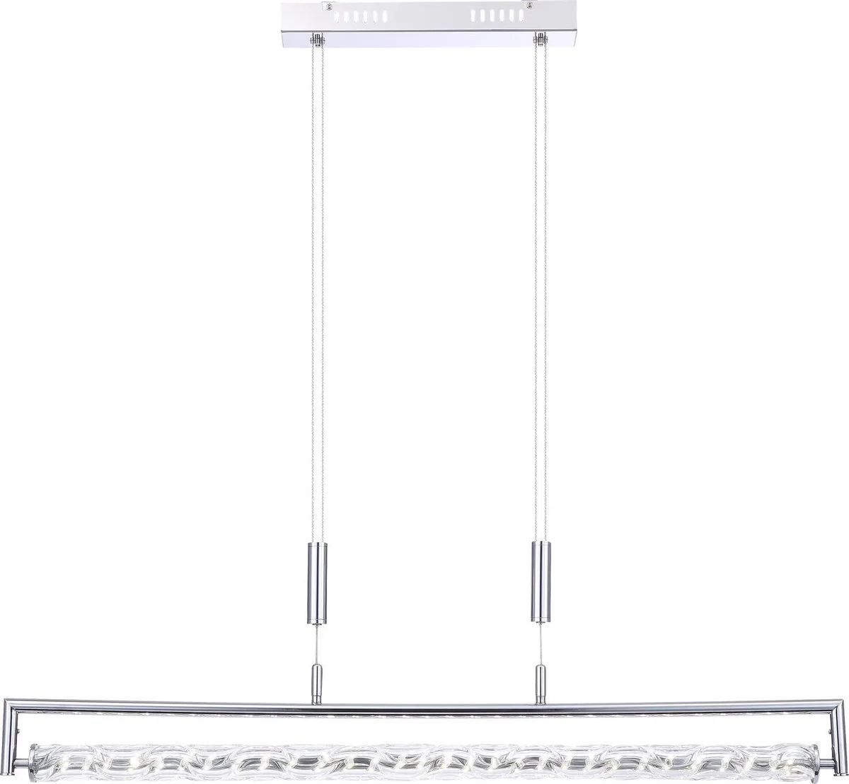 Hanglamp Globo Salmo LED - Heldere glazen gedraaide verlichtingsstaaf von Globo in Chrom – Produktfoto