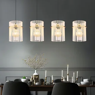 Hanglamp - GORLEY - glas - grote eettafellamp - E27 - 15698-4HM van Globo in Goud – productfoto 1 van 3