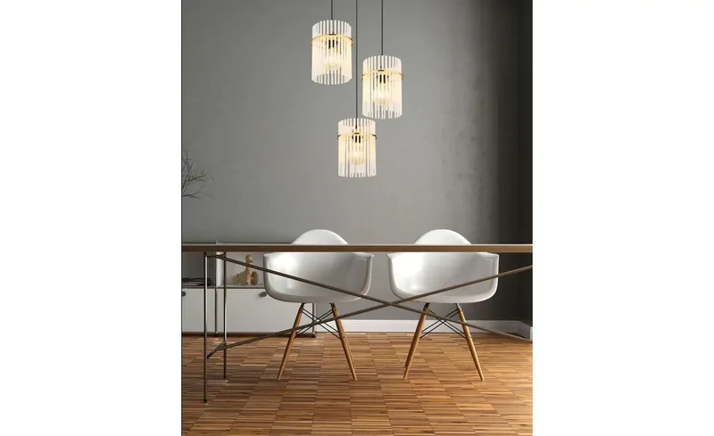 hanglamp - GORLEY - glas - Ø 47cm - E27 - 15698-3HRM van Globo in Goud – productfoto 2 van 3