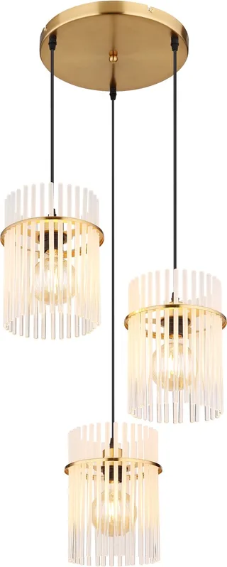 hanglamp - GORLEY - glas - Ø 47cm - E27 - 15698-3HRM van Globo in Goud – productfoto 1 van 3