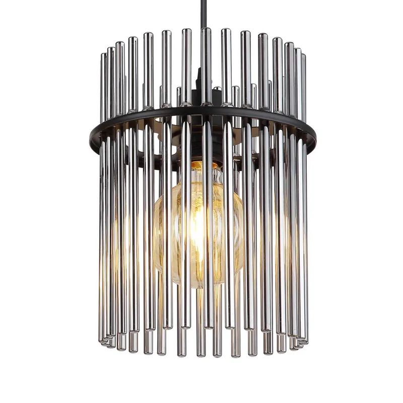 Hanglamp Gorley, rookkleurig/zwart, 4-lamps, 110 cm, glas, E27 by Globo in Rookgrijs, Matzwart – product photo