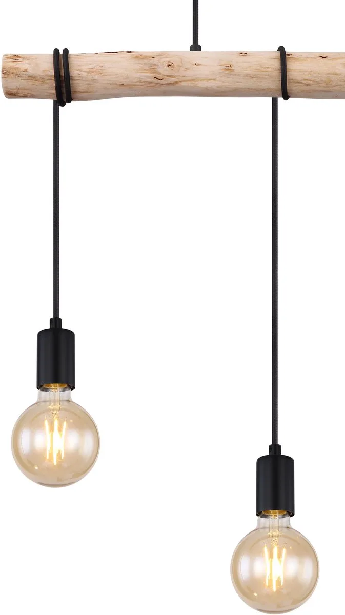 hanglamp - Gregor - metaal - grote eettafellamp - E27 - 15539-3H by Globo in Natural – product photo