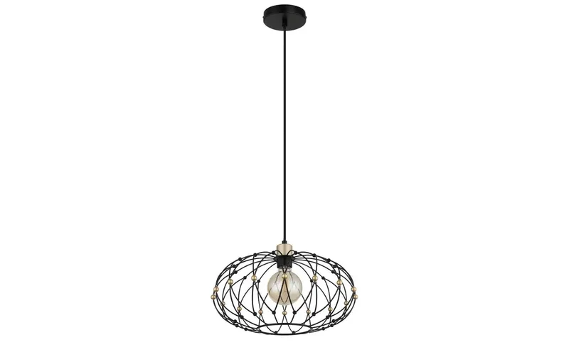 hanglamp - GREYS - metaal - Ø 40cm - E27 - 15966H de Globo en Noir – photo produit 2 sur 3