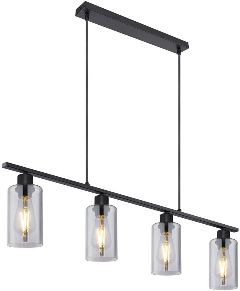 hanglamp - Hadera - metaal - grote eettafellamp - E27 - 15465-4H de Globo en Noir – photo produit