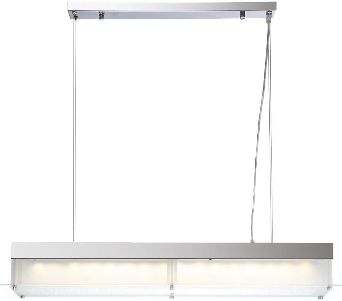 Hanglamp Hanglamp Eetkamerlamp, afstandsbediening CCT, daglicht chroom helder glas, LED 48W 3000-6500K, LxBxH 80x20x93cm von Globo in Silber – Produktfoto