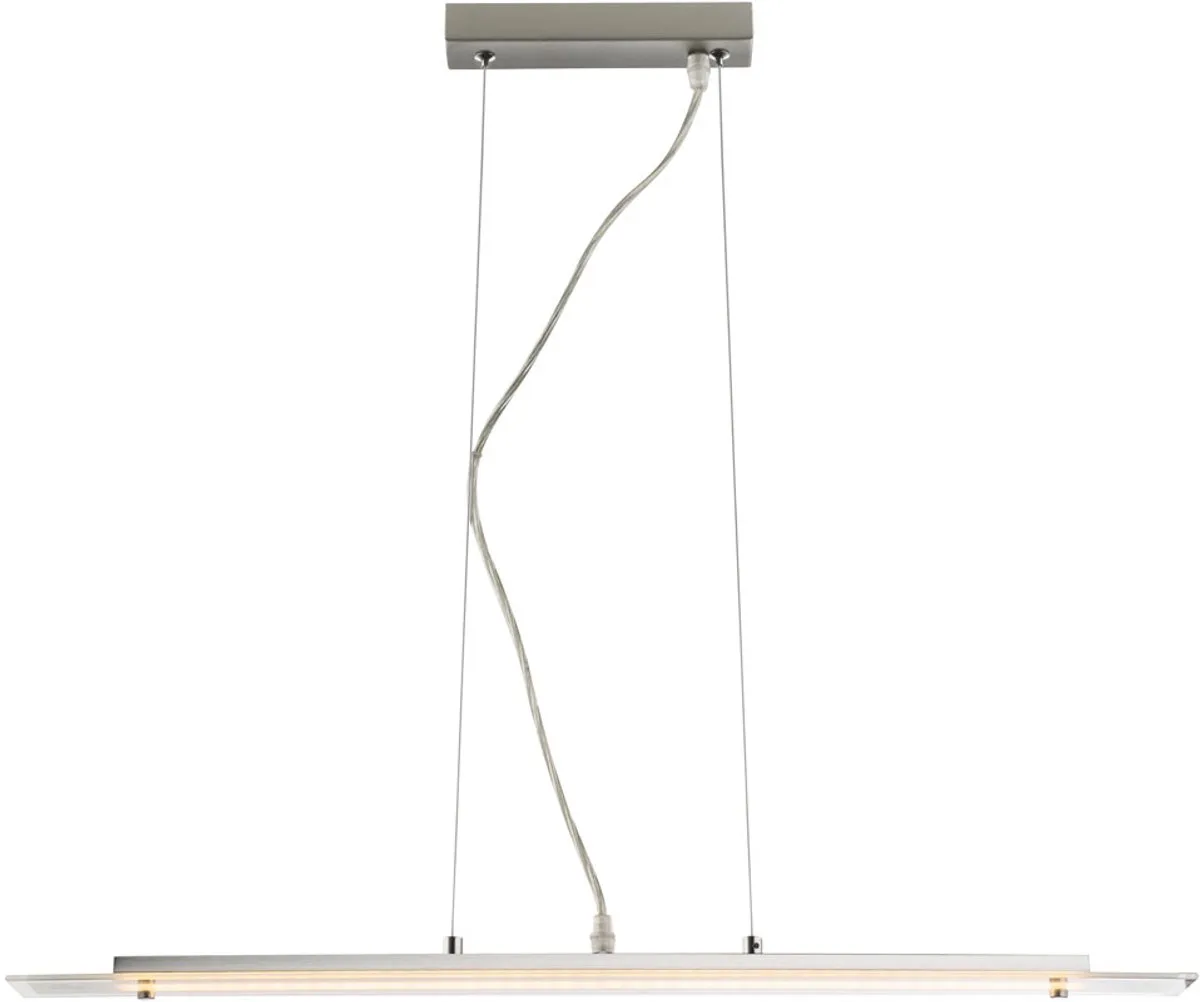 Hanglamp Hanglamp Eetkamerlamp Eettafel lamp, satijn glas, 1x LED 24W 1280Lm warm wit, LxBxH 70x7x120cm by Globo in Silver – product photo
