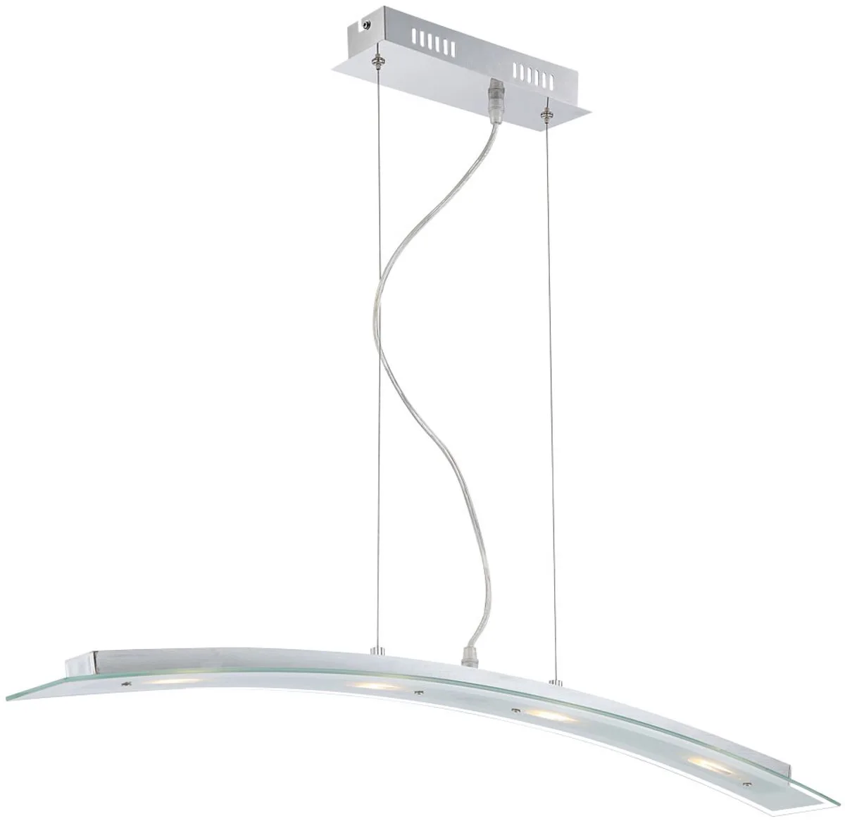 Hanglamp hanglamp eettafel hanglamp gesatineerd glazen blad, metaal zilver, 1x LED 20 W 1600 lm warm LxBxH 86x9x120 cm de Globo en Blanc – photo produit