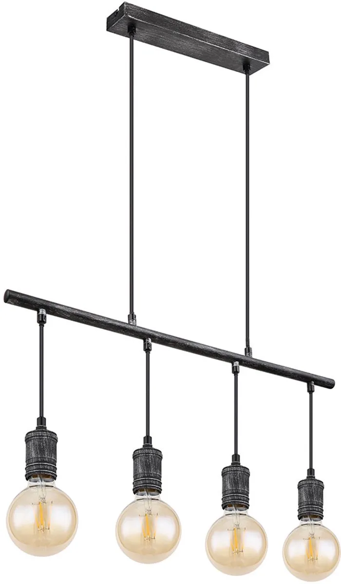 Hanglamp hanglamp eettafel lamp industriële hanglamp woonkamer, 4-lichts, metaal antiek, 4x E27, LxH 90x120 cm fra Globo i Grå – produktbillede