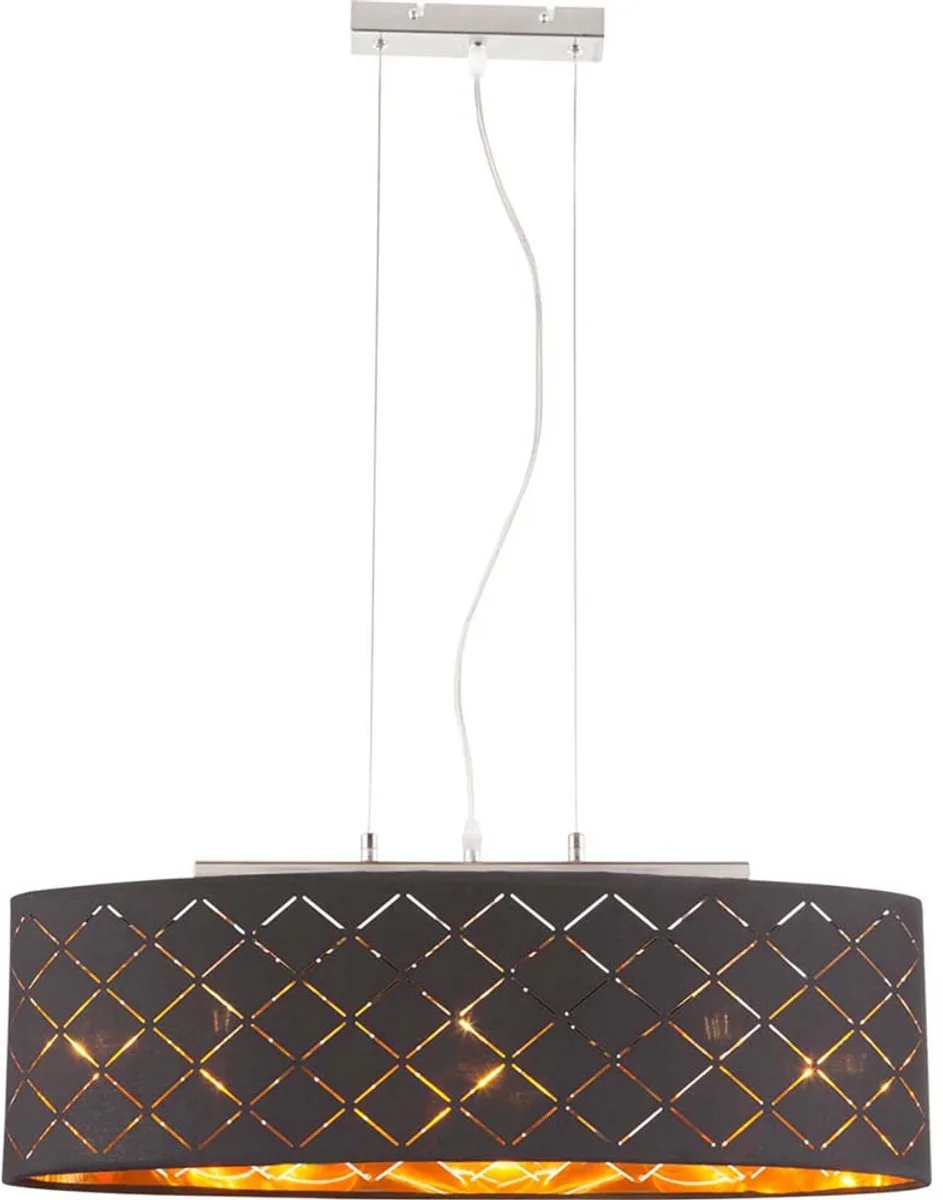 Hanglamp hanglamp eettafel lamp woonkamer lamp goud stof H 140cm de Globo en Noir – photo produit