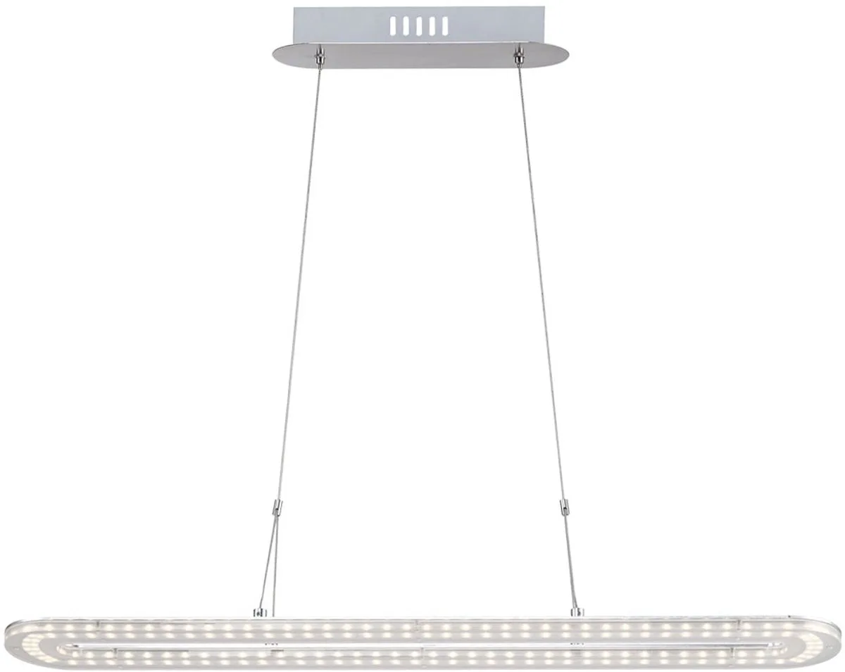 Hanglamp Hanglamp eettafel LED plafondlamp chroom, metaal acryl, 1x LED 18W 1260lm 3000K, HxBxD 120x80x15 cm von Globo in Silber – Produktfoto