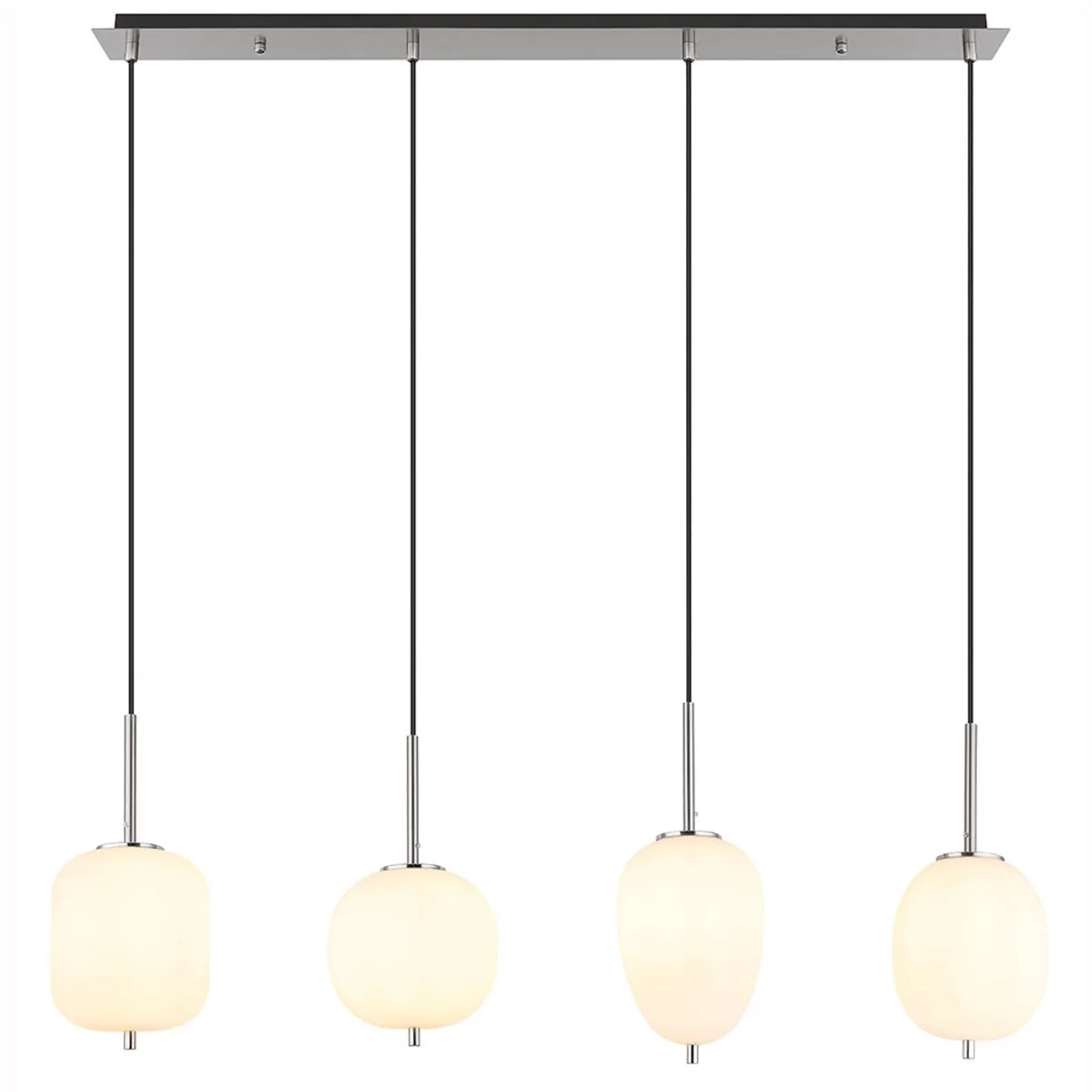 Hanglamp Hanglamp glas nikkel opaal LED 4x E14 warm wit armatuur L 120 cm fra Globo i Sølv – produktbillede